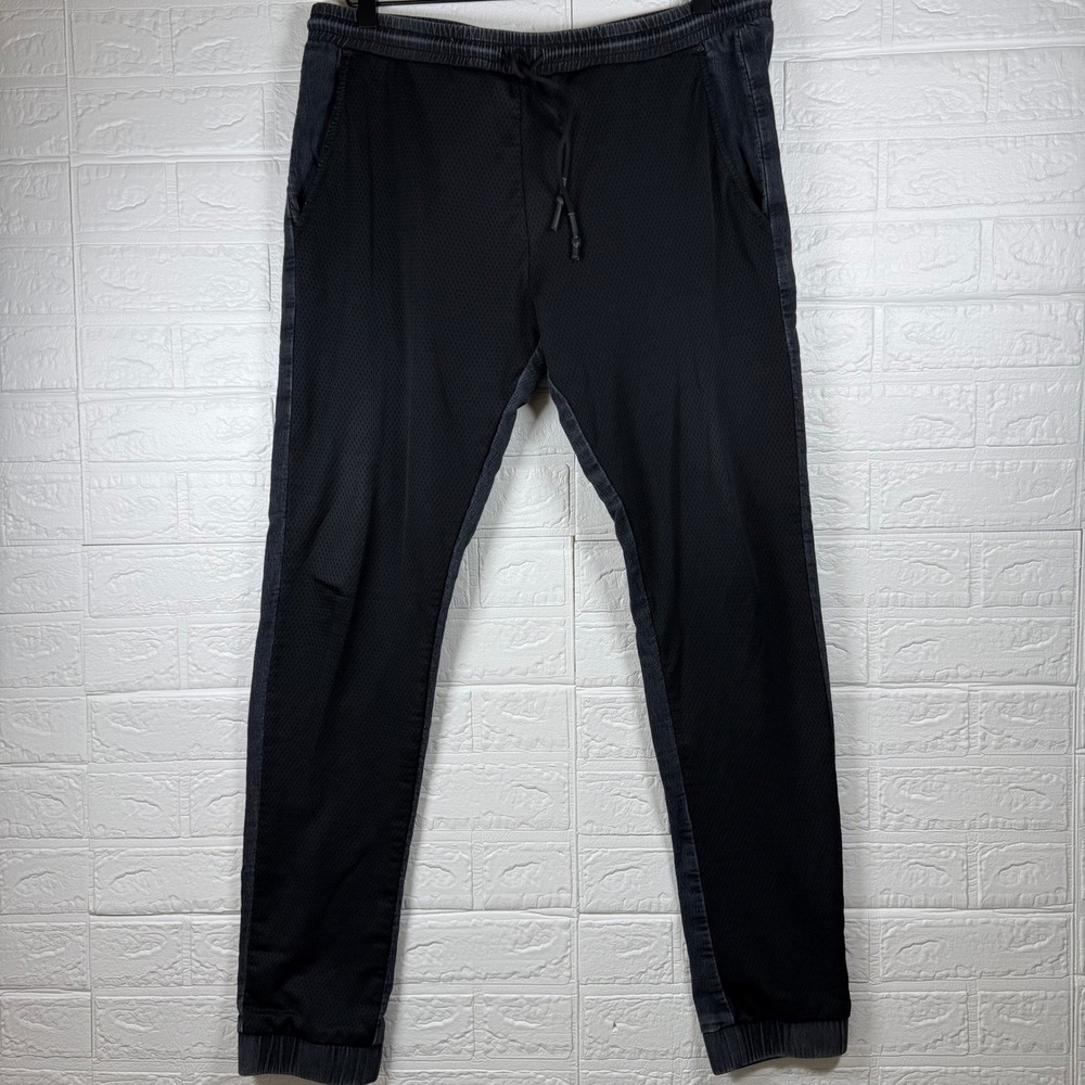 Buffalo David Bitton Casper-X Joggers Mens M Black Mesh Panel Slim Comfort